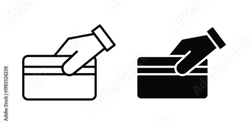 Swipe card icon outline pictogram. Flat Symbols.