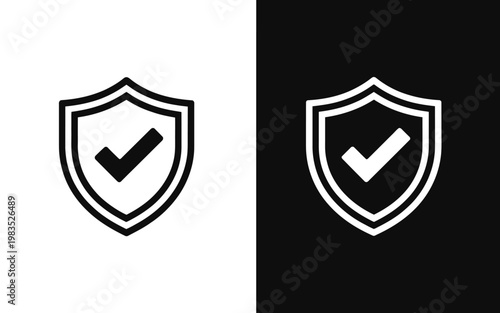 Two shield icons with checkmarks one white and one black version Free Download Two shield icons with checkmarks one white and one black version - GFXLoad