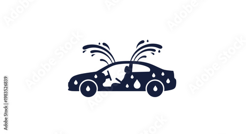 Leaking Car with Water Splashes Icon