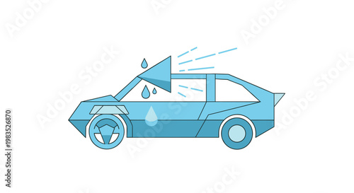 Water Powered Car Concept Icon for Sustainable Energy