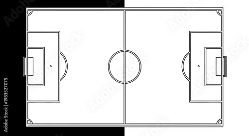 Soccer field layout diagram illustration.