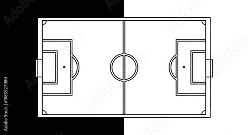 A soccer field with markings diagram.