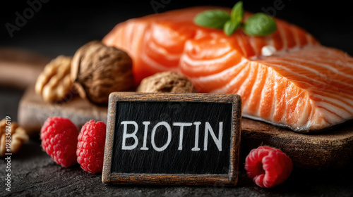 Text "BIOTIN" on a chalkboa...