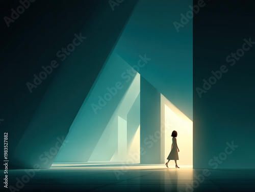 Woman in interior space