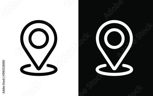 Free Download Two location pin icons one white and one black side by side - GFXLoad