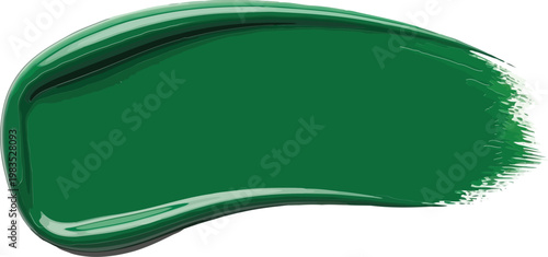 Dark green oil paint stroke isolated on transparent background