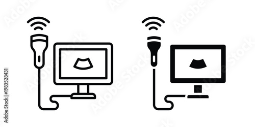 Ultrasound icon outline pictogram. Flat Symbols.