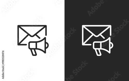 Email marketing concept a megaphone announcing an envelope icon