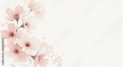 Soft watercolor flowers in pastel tones arranged on textured paper background. Delicate floral composition with gentle splashes, perfect for romantic, wedding and spring design projects