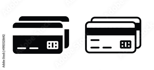 Credit card icon vector set, payment sign and symbol collection for online transactions, banking, e-commerce checkout, financial services, and secure digital payment interface design