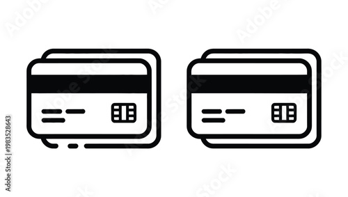 Credit card icon vector set, payment sign and symbol collection for online transactions, banking, e-commerce checkout, financial services, and secure digital payment interface design