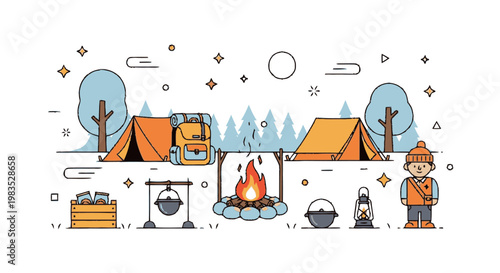 Camping gear and accessories on display.