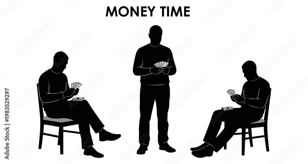 Fototapeta premium Man holding cash during different poses with white background