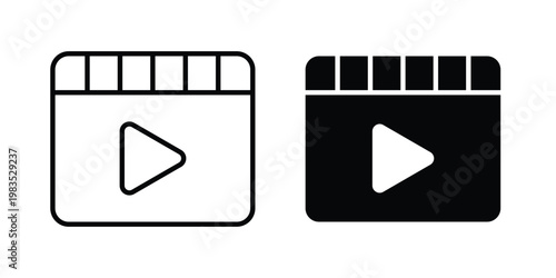 Video icon outline pictogram. Flat Symbols.