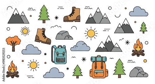 Hiking Backpack and Camping Gear.