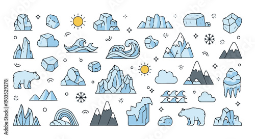 Iceberg glacier polar bear snow.