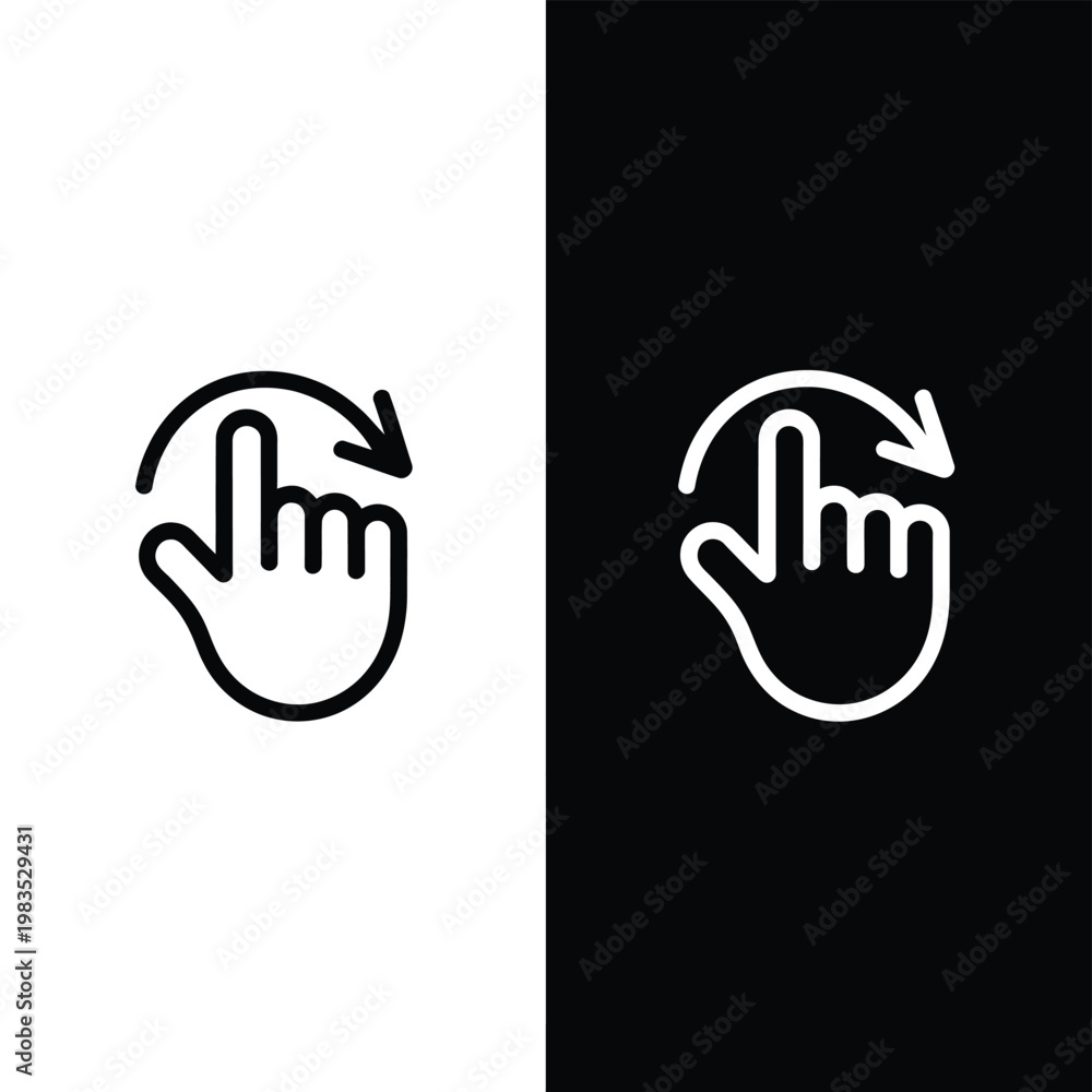 Obraz premium Hand gesture icons depicting swipe or touch interaction in two color schemes