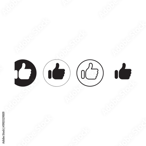 Collection of black and white thumbs up icons in varied styles