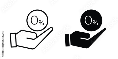 Zero percent icon outline pictogram. Flat Symbols.