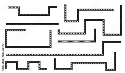 Vector art of black maze with white dotted lines