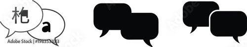 Speech bubble icons set with multilingual chat symbols communication dialog vector illustration message conversation collection