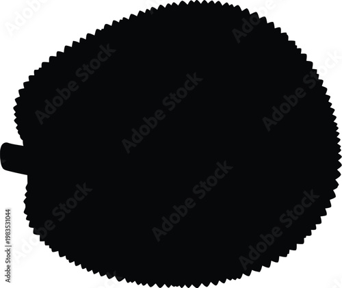 A black silhouette of a round object with a small protrusion