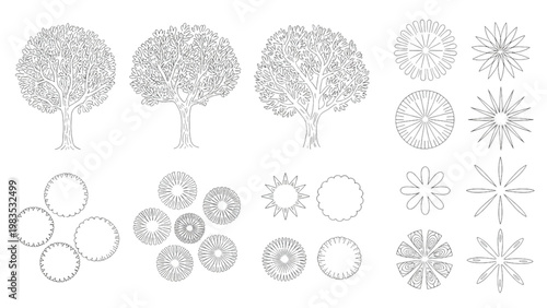 Intricate geometric patterns of interconnected floral and organic motifs in black and white Vector