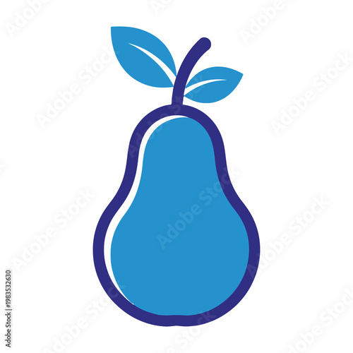 Blue Pear Fruit Icon Symbol Minimalist Design Element for Healthy Food Branding and Nutrition Apps