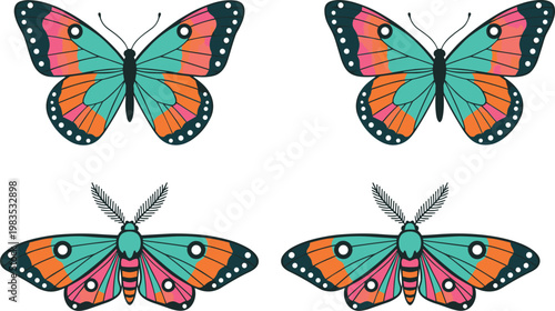 Fresh fruit and berry icon set with strawberry banana and watermelon