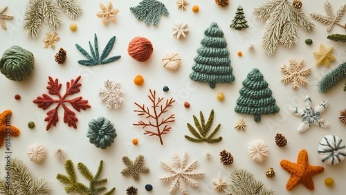 Artistic Christmas arrangement with various festive elements. A visual of holiday decorations