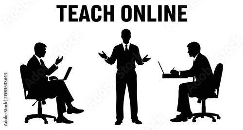 Businessman teaching online with students in a digital classroom