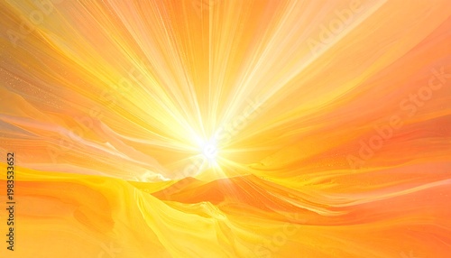 Bright sunbeams radiating light across a warm abstract landscape