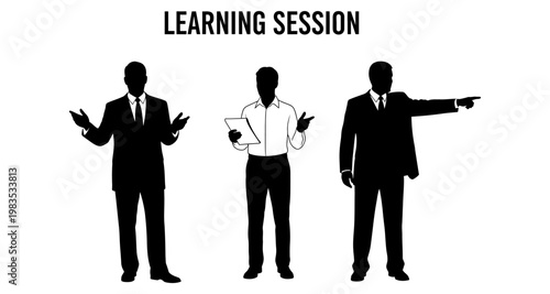 Businessmen in silhouette during a presentation with clear copy space for text