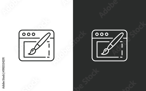 Digital art icon set displayed in both light and dark modes