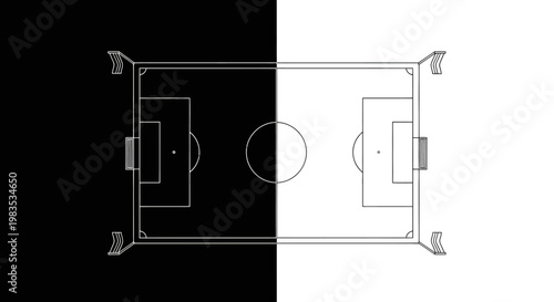 Soccer field illustration with divided background.