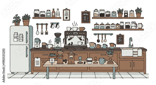 Kitchen Counter with Coffee Maker Appliances.