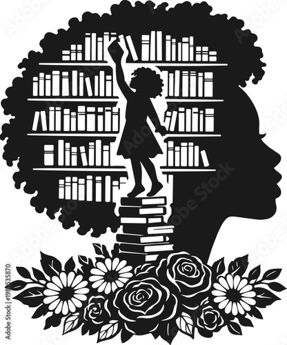 Black Woman Book Lover SVG, Afro Girl Reading Svg