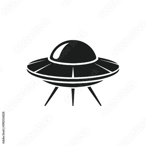 Simple black silhouette of a classic flying saucer spaceship