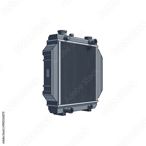 Automotive Radiator Illustration - Engine Cooling System Component