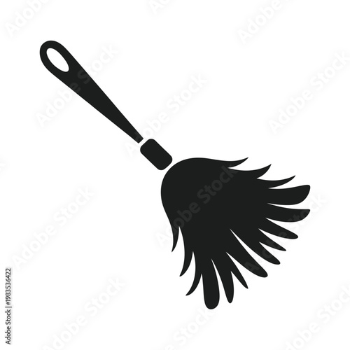 Simple black silhouette of a feather duster for cleaning dust