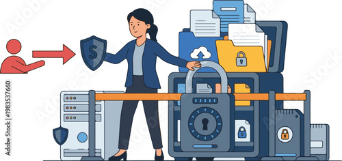 Cybersecurity professional protecting digital data and server security