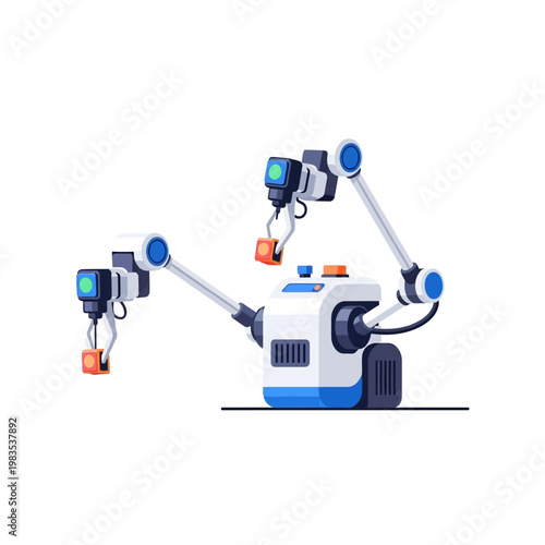 Robotic arm assembly line, AI technology, automation, industrial robot, precision engineering, future concept