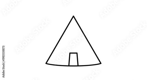 Stylized black outline of a teepee with an entrance