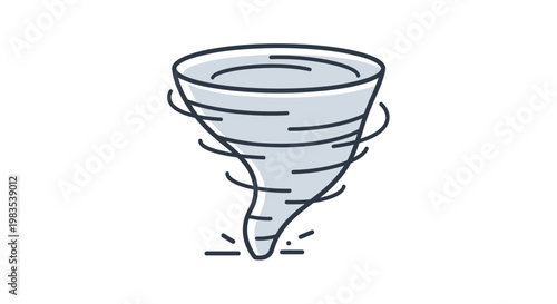 Stylized illustration of a swirling vortex with motion lines and impact dots