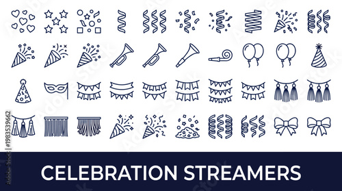 Collection of festive party icons and symbols for celebrations