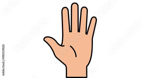 Simple, flat illustration of a cartoon hand with five fingers outstretched