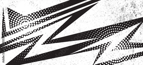 Abstract black and white background with spikes and zigzag line pattern