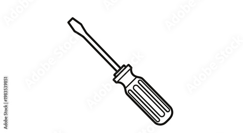 Simple black and white outline drawing of a slotted screwdriver