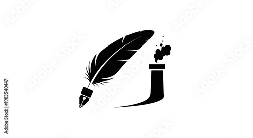 Inkwell with feather quill pen symbol.