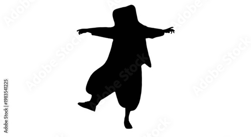 A person in a hooded cloak is dancing isolated on transparent background, Vector